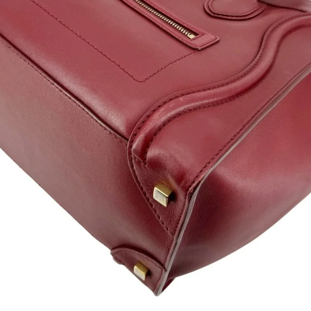 Celine  Nano Luggage Leather Satchel Bag Burgundy - Picture 11 of 15